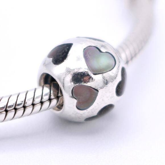 Authentic PANDORA Love Me Black Mother of Pearl Charm - 790398MPB - Picture 3 of 9